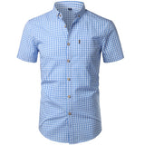 Small Plaid Shirt Men Summer New Short Sleeve Cotton Mens Dress Shirts Casual Button Down Chemise Homme Camisa Masculina XXXL - ENSEIGNE DENIS