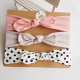 3pcs/set Baby Headband Girls Hair Accessories Cotton Rabbit Ear Turban Bow Elastic Hairband Baby Princess Christmas Day Gifts - ENSEIGNE DENIS