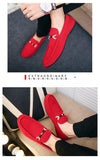 Designer Shoes Men Zapatos De Hombre Slip-On Leather Shoes Casual Male Shoes Adult Red Driving Moccasin Soft Non-slip Loafers