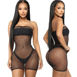 Women 2020 Newest Shiny Bronzing Bandeau Fishnet Mesh Sheer Bikini Cover Up Bathing Summer Beach Dress Suit See Through Swimsuit - ENSEIGNE DENIS