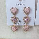 MENGJIQIAO New Korean Shiny Heart Crystal Drop Earrings For Women Fashion Shell Rhinestone Boucle D'oreille Party Jeweley Gift - ENSEIGNE DENIS