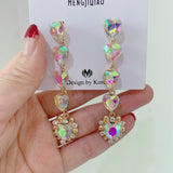 MENGJIQIAO New Korean Shiny Heart Crystal Drop Earrings For Women Fashion Shell Rhinestone Boucle D'oreille Party Jeweley Gift - ENSEIGNE DENIS