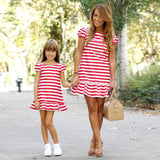 Mother kids Mom and daughter dress striped mother daughter dresses
