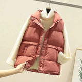 2019 Women Sleeveless Vest Winter Warm Plus Size 2XL Down Cotton Padded Jacket Female Veats Mandarin Collar Sleeveless Waistcoat - ENSEIGNE DENIS