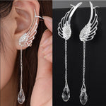 2019 New Silver Plated Angel Wing Stylist Crystal Earrings Drop Dangle Ear Stud For Women Long Cuff Earring Bohemia Jewelrys - ENSEIGNE DENIS