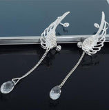 2019 New Silver Plated Angel Wing Stylist Crystal Earrings Drop Dangle Ear Stud For Women Long Cuff Earring Bohemia Jewelrys - ENSEIGNE DENIS