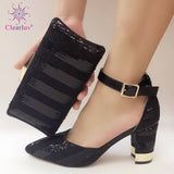 Sliver shining crystal Italian shoes with matching bag lady matching shoe and bag Sets Italy African shoes and bag set for party - ENSEIGNE DENIS