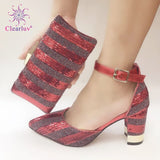 Sliver shining crystal Italian shoes with matching bag lady matching shoe and bag Sets Italy African shoes and bag set for party - ENSEIGNE DENIS