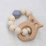Baby Silicone Nursing Bracelets Wood Teether Silicone Beads Teething Wood Rattles Toys Baby Teether Bracelets Nursing Toys Gift