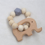 Baby Silicone Nursing Bracelets Wood Teether Silicone Beads Teething Wood Rattles Toys Baby Teether Bracelets Nursing Toys Gift