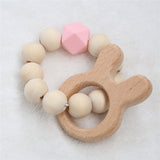 Baby Silicone Nursing Bracelets Wood Teether Silicone Beads Teething Wood Rattles Toys Baby Teether Bracelets Nursing Toys Gift