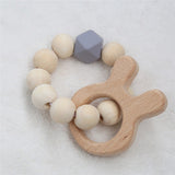 Baby Silicone Nursing Bracelets Wood Teether Silicone Beads Teething Wood Rattles Toys Baby Teether Bracelets Nursing Toys Gift