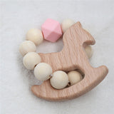Baby Silicone Nursing Bracelets Wood Teether Silicone Beads Teething Wood Rattles Toys Baby Teether Bracelets Nursing Toys Gift