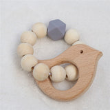 Baby Silicone Nursing Bracelets Wood Teether Silicone Beads Teething Wood Rattles Toys Baby Teether Bracelets Nursing Toys Gift