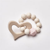 Baby Silicone Nursing Bracelets Wood Teether Silicone Beads Teething Wood Rattles Toys Baby Teether Bracelets Nursing Toys Gift