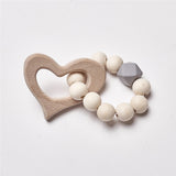 Baby Silicone Nursing Bracelets Wood Teether Silicone Beads Teething Wood Rattles Toys Baby Teether Bracelets Nursing Toys Gift