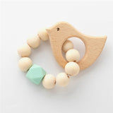 Baby Silicone Nursing Bracelets Wood Teether Silicone Beads Teething Wood Rattles Toys Baby Teether Bracelets Nursing Toys Gift