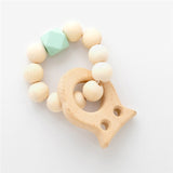 Baby Silicone Nursing Bracelets Wood Teether Silicone Beads Teething Wood Rattles Toys Baby Teether Bracelets Nursing Toys Gift