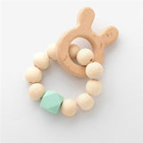 Baby Silicone Nursing Bracelets Wood Teether Silicone Beads Teething Wood Rattles Toys Baby Teether Bracelets Nursing Toys Gift