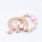 Baby Silicone Nursing Bracelets Wood Teether Silicone Beads Teething Wood Rattles Toys Baby Teether Bracelets Nursing Toys Gift