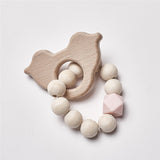Baby Silicone Nursing Bracelets Wood Teether Silicone Beads Teething Wood Rattles Toys Baby Teether Bracelets Nursing Toys Gift