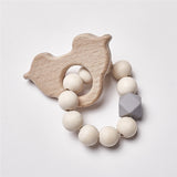 Baby Silicone Nursing Bracelets Wood Teether Silicone Beads Teething Wood Rattles Toys Baby Teether Bracelets Nursing Toys Gift