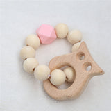 Baby Silicone Nursing Bracelets Wood Teether Silicone Beads Teething Wood Rattles Toys Baby Teether Bracelets Nursing Toys Gift