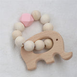 Baby Silicone Nursing Bracelets Wood Teether Silicone Beads Teething Wood Rattles Toys Baby Teether Bracelets Nursing Toys Gift