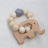 Baby Silicone Nursing Bracelets Wood Teether Silicone Beads Teething Wood Rattles Toys Baby Teether Bracelets Nursing Toys Gift