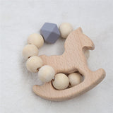 Baby Silicone Nursing Bracelets Wood Teether Silicone Beads Teething Wood Rattles Toys Baby Teether Bracelets Nursing Toys Gift