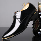 REETENE High Quality Patent Leather Men Shoes Men Wedding Oxford Shoes Lace-Up Office Suit Men'S Casual Shoes Man Dress Shoes - ENSEIGNE DENIS
