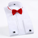 White Men Tuxedo Shirt Regualr Fit Plus Size French Cufflinks Long Sleeve Luxury Wedding Party Male 6xl