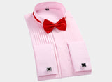 White Men Tuxedo Shirt Regualr Fit Plus Size French Cufflinks Long Sleeve Luxury Wedding Party Male 6xl
