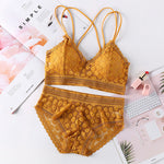 Women Lace Bra Sets Seamless Underwear Backless Vest Sexy Panties Padded Bralette Lingerie Ultrathin Briefs Female Intimates #F - ENSEIGNE DENIS