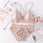 Women Lace Bra Sets Seamless Underwear Backless Vest Sexy Panties Padded Bralette Lingerie Ultrathin Briefs Female Intimates #F - ENSEIGNE DENIS