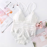 Women Lace Bra Sets Seamless Underwear Backless Vest Sexy Panties Padded Bralette Lingerie Ultrathin Briefs Female Intimates #F - ENSEIGNE DENIS