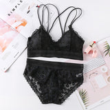 Women Lace Bra Sets Seamless Underwear Backless Vest Sexy Panties Padded Bralette Lingerie Ultrathin Briefs Female Intimates #F - ENSEIGNE DENIS