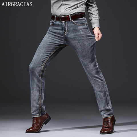AIRGRACIAS Brand Jeans Retro Nostalgia Straight Denim Jeans Men Plus Size 28-40 Casual Men Long trousers - ENSEIGNE DENIS