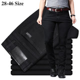 Men's Classic Black Jeans Elastic Slim Fit Denim Jean Trousers Male Plus Size 40 42 44 46 Business Casual Pants Brand - ENSEIGNE DENIS