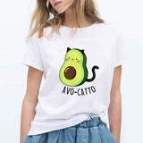 LUCKYROLL Avocado Cat Pattern T Shirt Women Harajuku Vegan Cute Tops Plus Size S-3XL T-shirt Tee Tops - ENSEIGNE DENIS