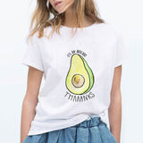LUCKYROLL Avocado Cat Pattern T Shirt Women Harajuku Vegan Cute Tops Plus Size S-3XL T-shirt Tee Tops - ENSEIGNE DENIS