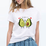 LUCKYROLL Avocado Cat Pattern T Shirt Women Harajuku Vegan Cute Tops Plus Size S-3XL T-shirt Tee Tops - ENSEIGNE DENIS