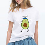 LUCKYROLL Avocado Cat Pattern T Shirt Women Harajuku Vegan Cute Tops Plus Size S-3XL T-shirt Tee Tops - ENSEIGNE DENIS