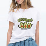 LUCKYROLL Avocado Cat Pattern T Shirt Women Harajuku Vegan Cute Tops Plus Size S-3XL T-shirt Tee Tops - ENSEIGNE DENIS