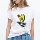 LUCKYROLL Avocado Cat Pattern T Shirt Women Harajuku Vegan Cute Tops Plus Size S-3XL T-shirt Tee Tops - ENSEIGNE DENIS