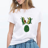 LUCKYROLL Avocado Cat Pattern T Shirt Women Harajuku Vegan Cute Tops Plus Size S-3XL T-shirt Tee Tops - ENSEIGNE DENIS