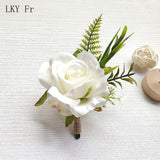 LKY Fr Boutonniere Flowers Corsage Pin Boutonniere Buttonhole Men Wedding Bracelet Bridesmaid Wedding Buttonhole Witness Corsage