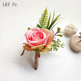 LKY Fr Boutonniere Flowers Corsage Pin Boutonniere Buttonhole Men Wedding Bracelet Bridesmaid Wedding Buttonhole Witness Corsage