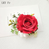 LKY Fr Boutonniere Flowers Corsage Pin Boutonniere Buttonhole Men Wedding Bracelet Bridesmaid Wedding Buttonhole Witness Corsage