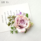 LKY Fr Boutonniere Flowers Corsage Pin Boutonniere Buttonhole Men Wedding Bracelet Bridesmaid Wedding Buttonhole Witness Corsage